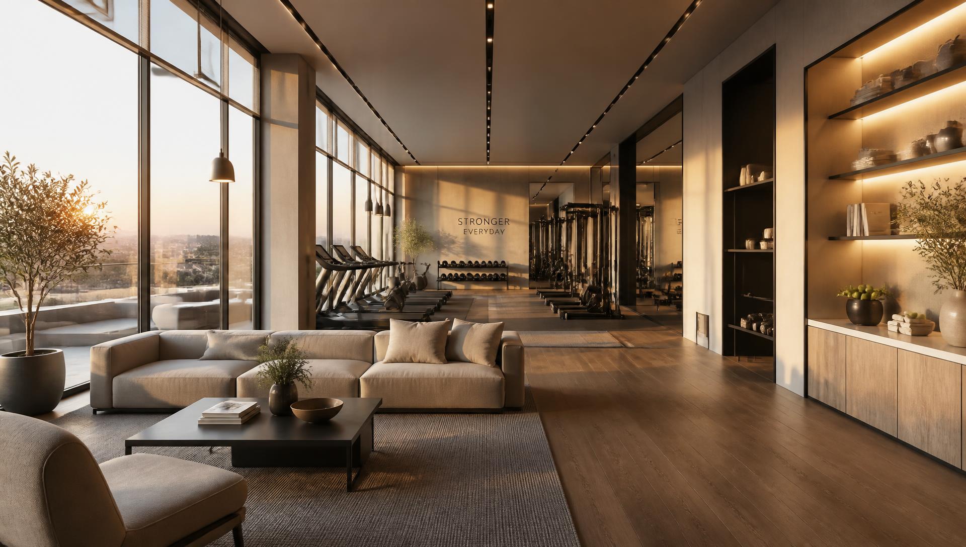 Ausgangsbereich eines modernen Premium-Fitnessstudios
