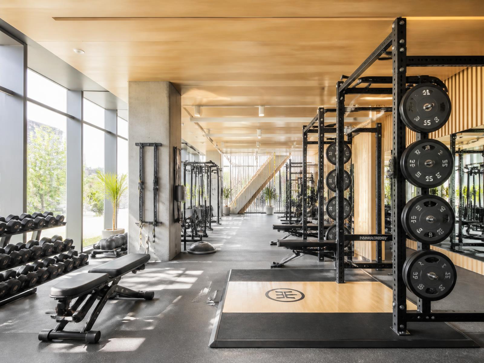 Hochwertige Trainingsfläche eines Fitnessstudios